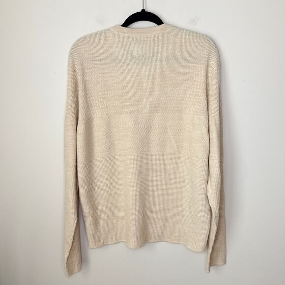 Jachs Men's Mixed Stitch Waffle Sweater Henley XL Pattern Cream Long‎ Sleeves - Picture 6 of 11